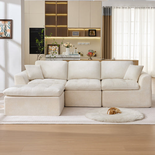 110" Cloud Sectional Couch for Living Room, Upholstered L-Shape Modular Sofa
