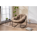 Outdoor Rocking Chair, Patio Oversized Wicker Egg Rocking Chair, Indoor & Outdoor Comfy Rocker Chair with Thick Cushion, Modern Lounge Chair for Balcony, Front Porch, Garden, Backyard, khaki