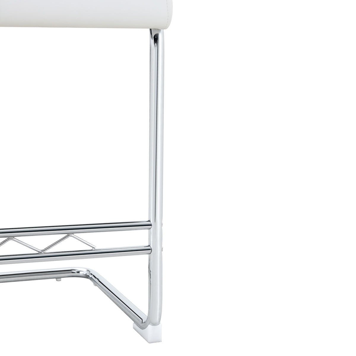 Natural rattan bar stool 2-piece set with solid wood backrest 25 inches medieval modern style counter stool white PU leather kitchen stool chrome metal legs.
