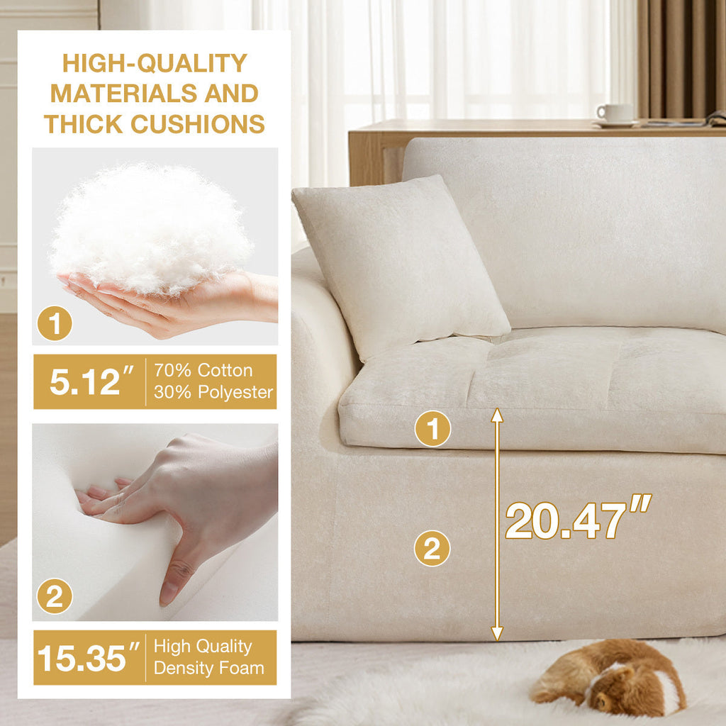 110" Cloud Sectional Couch for Living Room, Upholstered L-Shape Modular Sofa