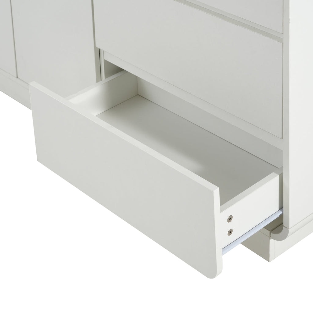 Christopher Knight Home® Modern White Sideboard, 55.1'' Wide Storage Cabinet with 2 Doors and 3 Drawers, Versatile Dining Room,Living Room    RR