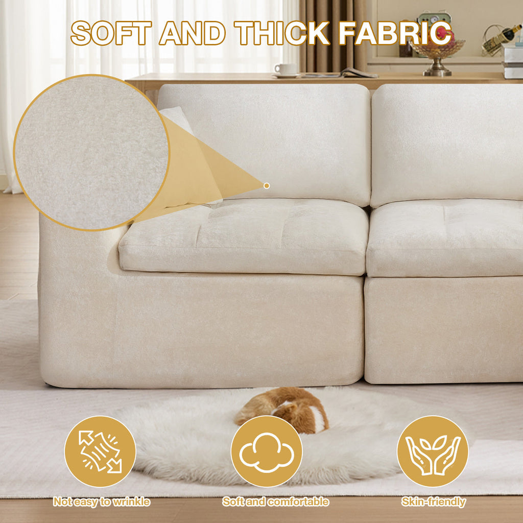 110" Cloud Sectional Couch for Living Room, Upholstered L-Shape Modular Sofa