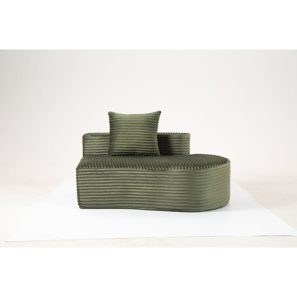 110.24" Fully Compressed Sofa, Corduroy 2-Seater Couch with 2 Lumbar Pillows, Cozy Deep Seat Upholstered Sofa, No Assembly Cloud Couch for Living Room & Bedroom, YKX-33003A-2-GREEN   WL