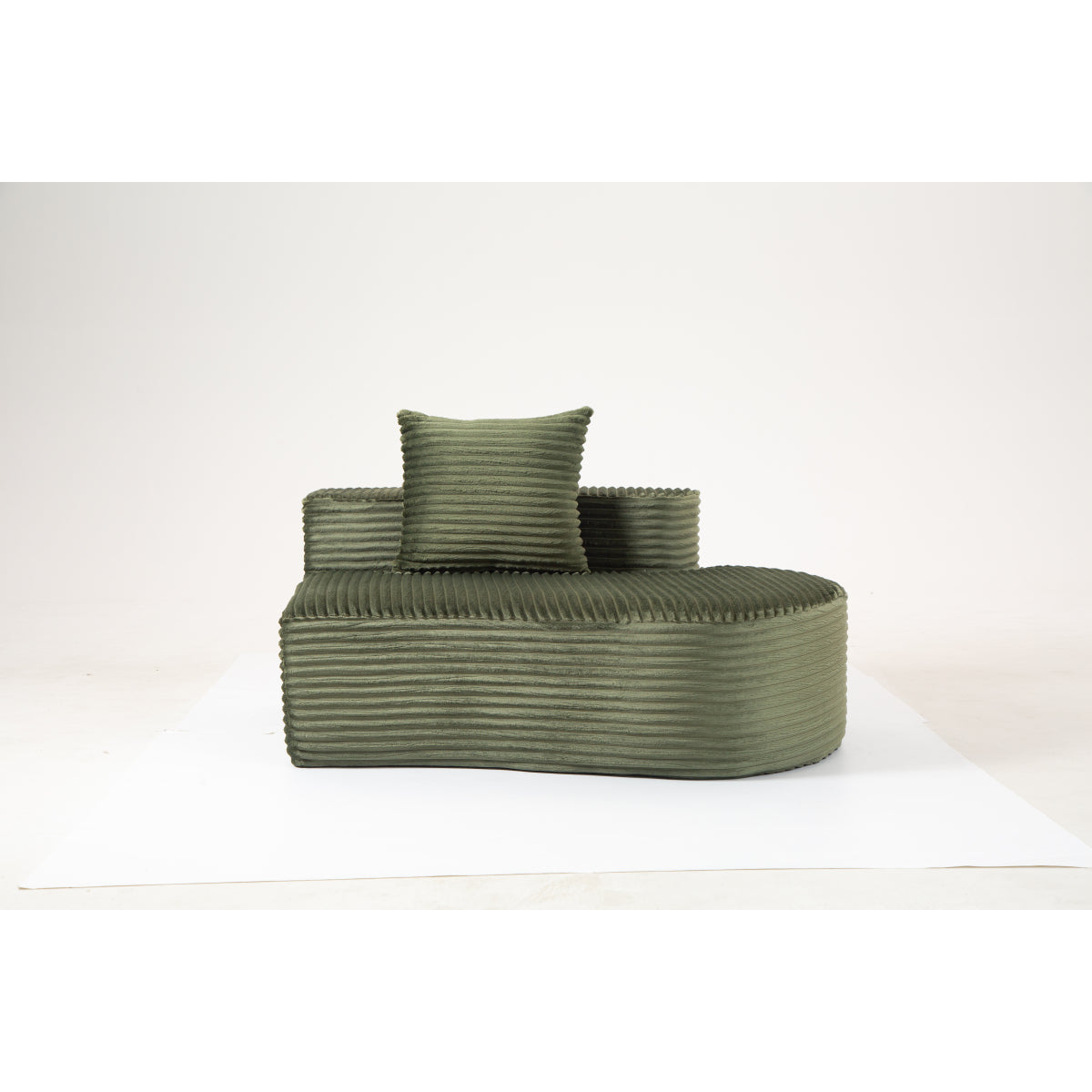 110.24" Fully Compressed Sofa, Corduroy 2-Seater Couch with 2 Lumbar Pillows, Cozy Deep Seat Upholstered Sofa, No Assembly Cloud Couch for Living Room & Bedroom, YKX-33003A-2-GREEN   WL