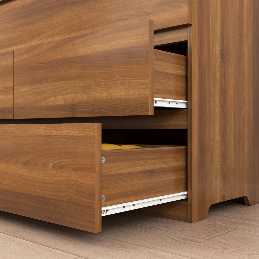 12 Drawers Double Dresser, Modern Wood Dresser Chest of Drawers with Large Storage Space for Bedroom, Walnut