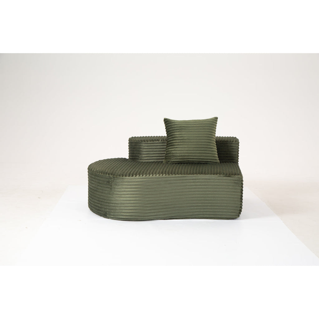 110.24" Fully Compressed Sofa, Corduroy 2-Seater Couch with 2 Lumbar Pillows, Cozy Deep Seat Upholstered Sofa, No Assembly Cloud Couch for Living Room & Bedroom, YKX-33003A-2-GREEN   WL