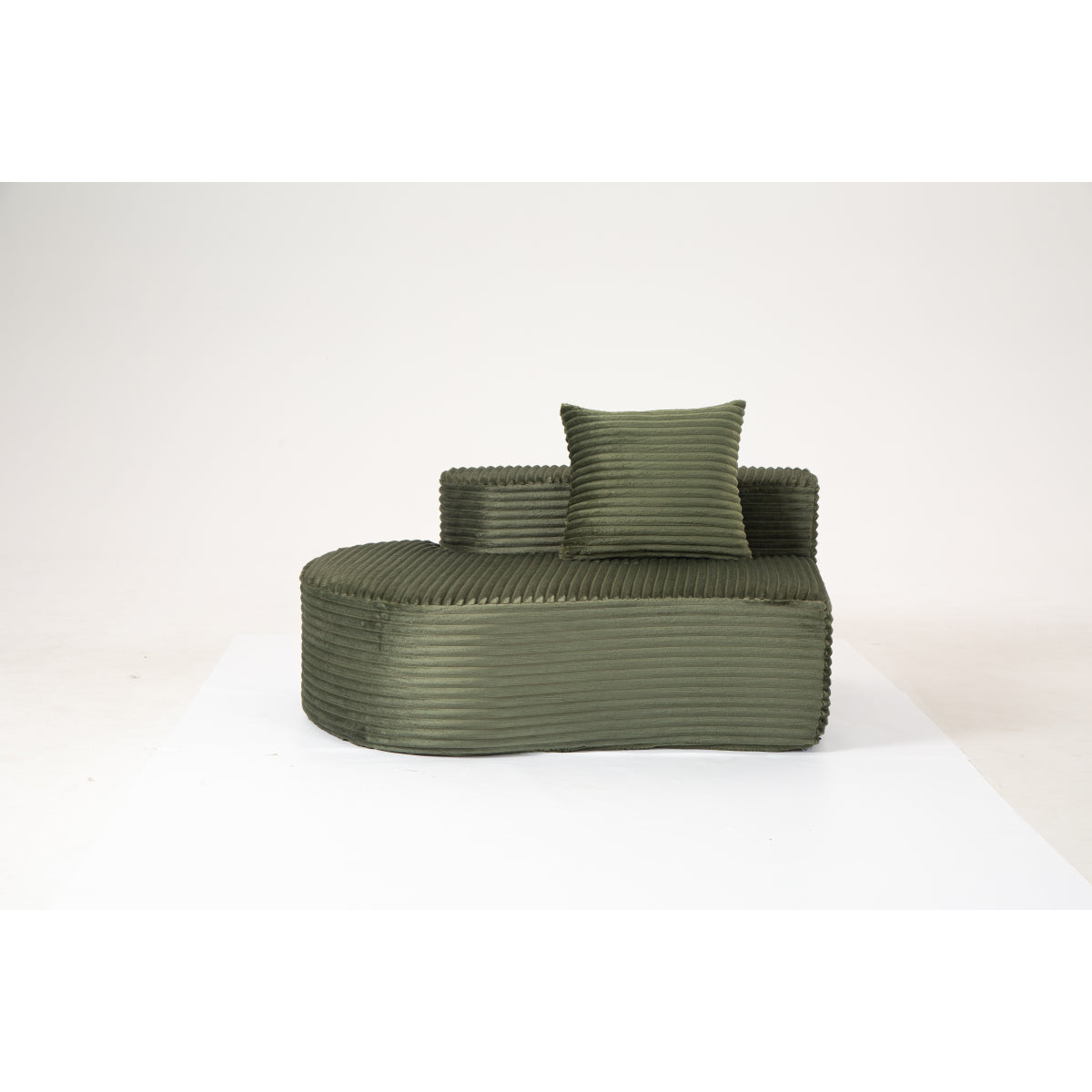 110.24" Fully Compressed Sofa, Corduroy 2-Seater Couch with 2 Lumbar Pillows, Cozy Deep Seat Upholstered Sofa, No Assembly Cloud Couch for Living Room & Bedroom, YKX-33003A-2-GREEN   WL