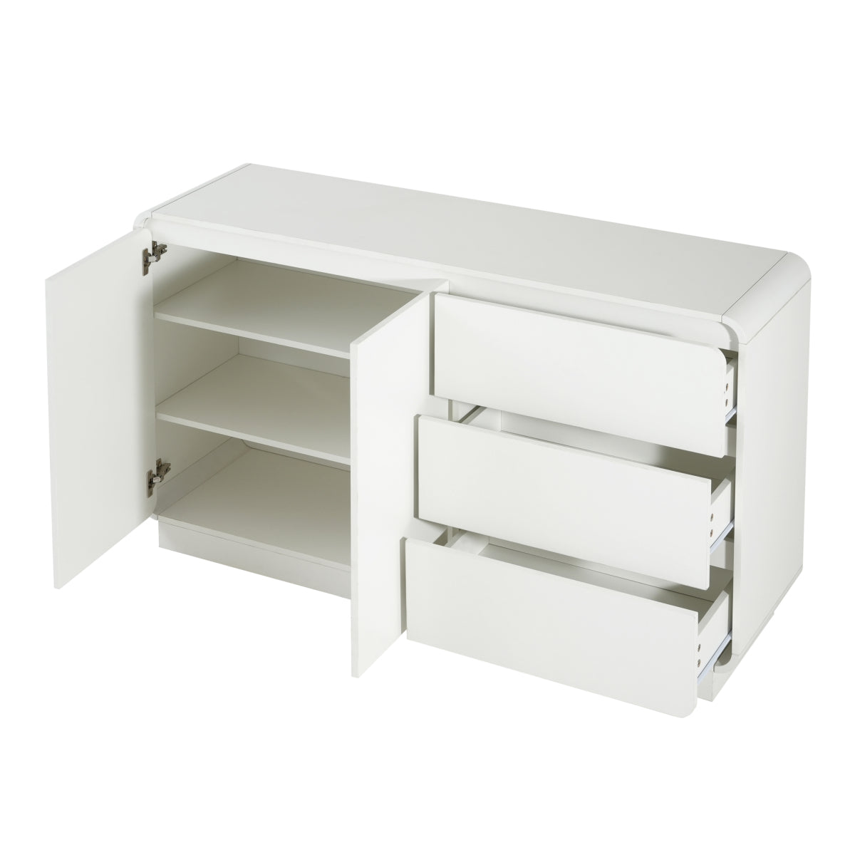 Christopher Knight Home® Modern White Sideboard, 55.1'' Wide Storage Cabinet with 2 Doors and 3 Drawers, Versatile Dining Room,Living Room    RR