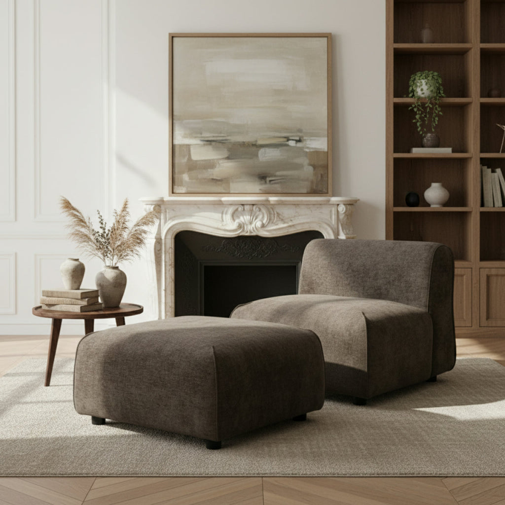 Christopher Knight Home® Modern Plush Accent Chair with Ottoman Set – Compact Upholstered Lounge Set for Living Room & Bedroom