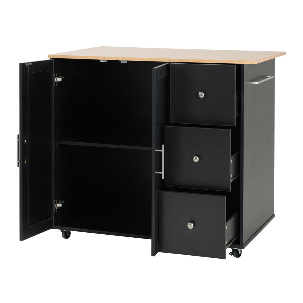 Christopher Knight Home® Mobile Kitchen Cart with Storage, 39.76'' Rolling Kitchen Island with 2 Doors, 3 Drawers & Adjustable Shelf, Black Utility Cart for Kitchen/Dining Room    RR