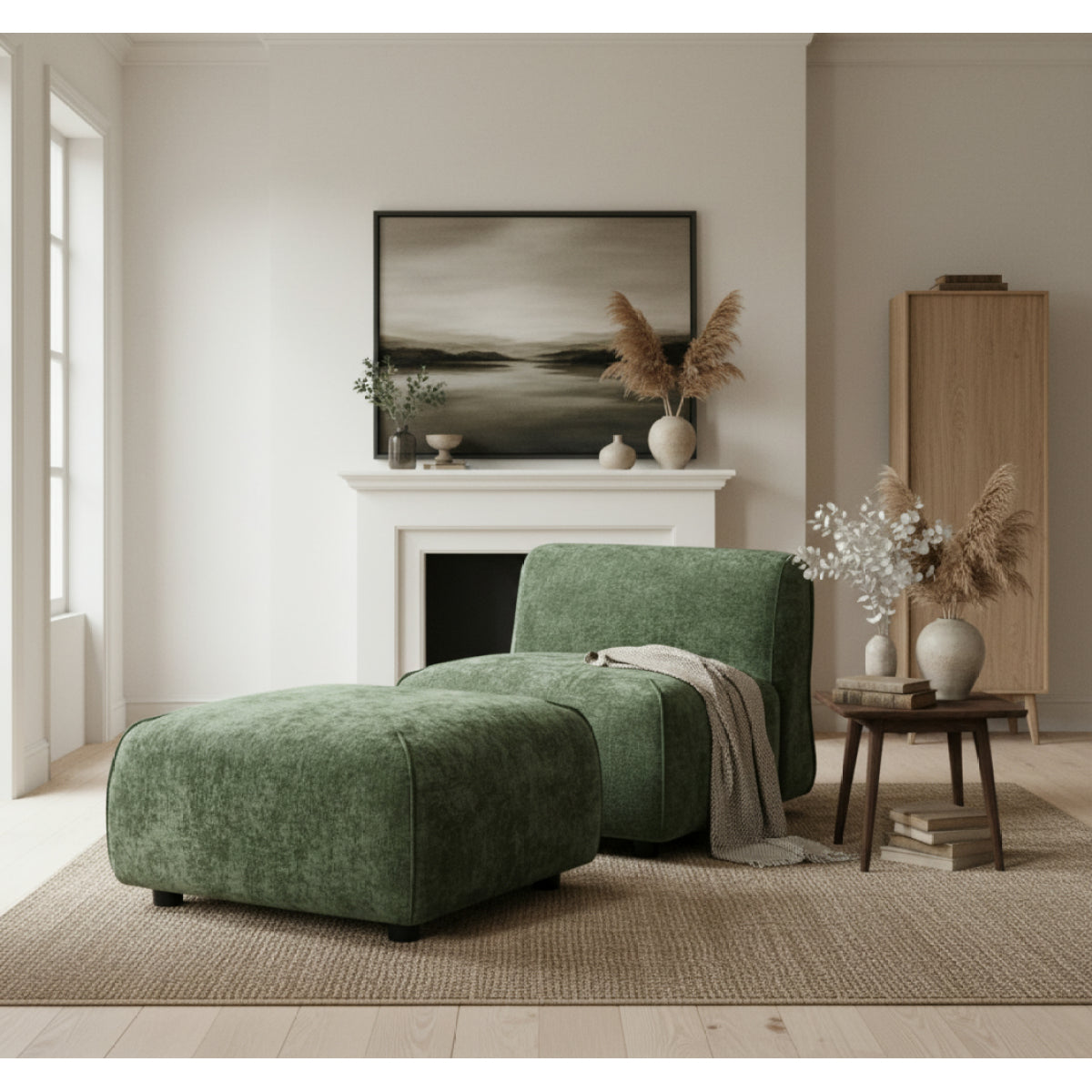 Christopher Knight Home® Modern Plush Accent Chair with Ottoman Set – Compact Upholstered Lounge Set for Living Room & Bedroom