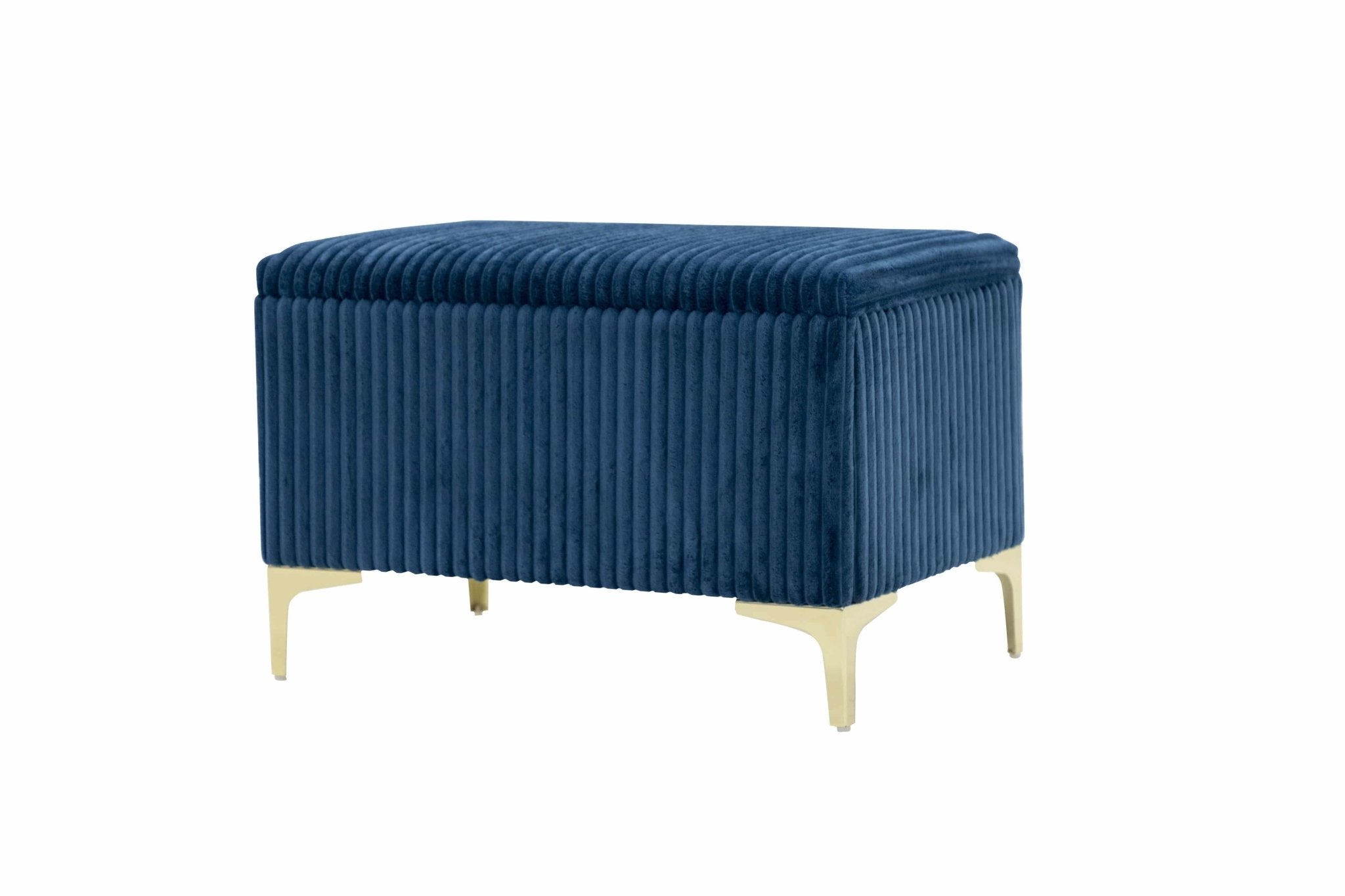 Midnight Blue Velvet Queen Bed with Storage Bench