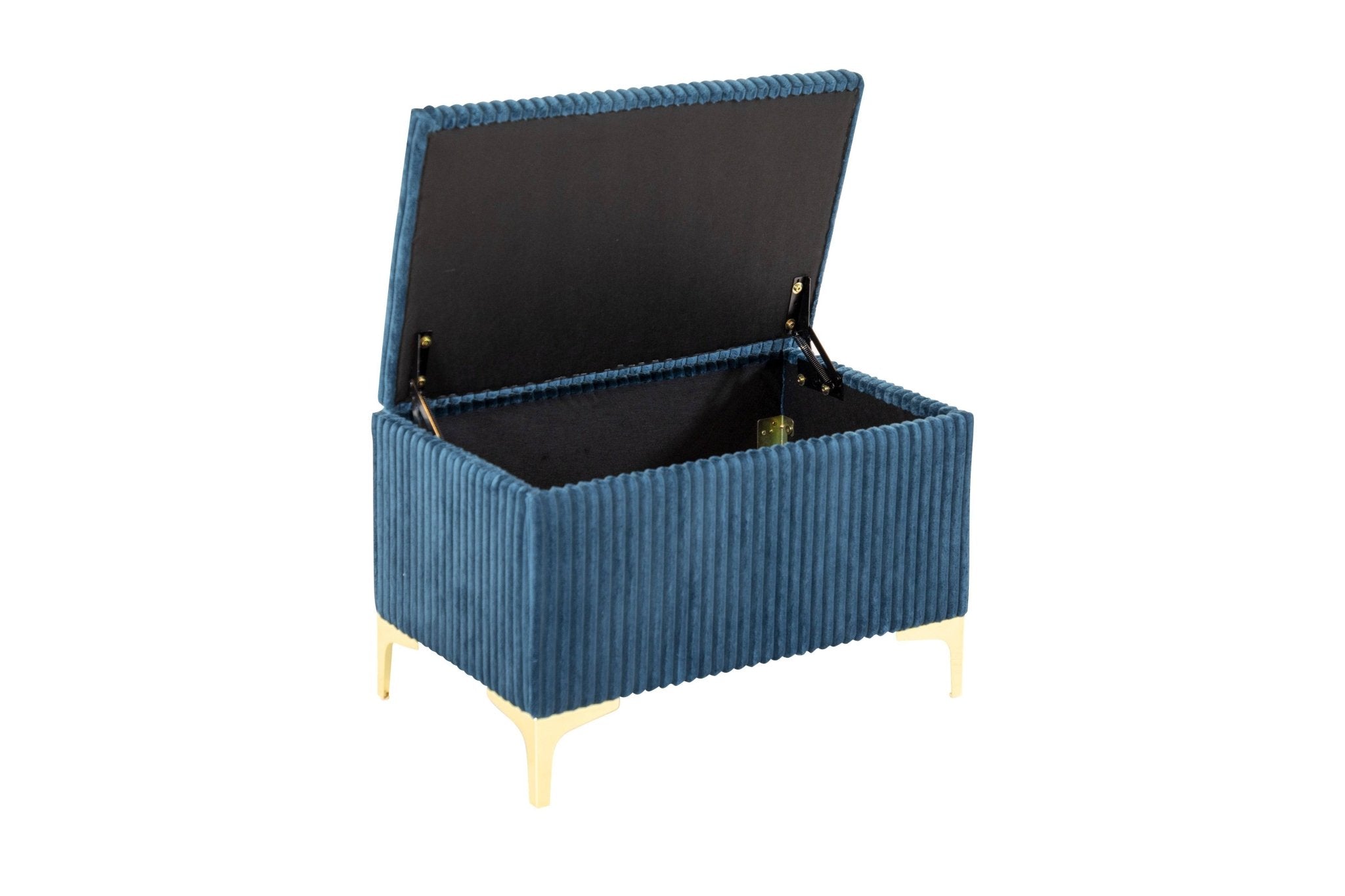 Midnight Blue Velvet Queen Bed with Storage Bench