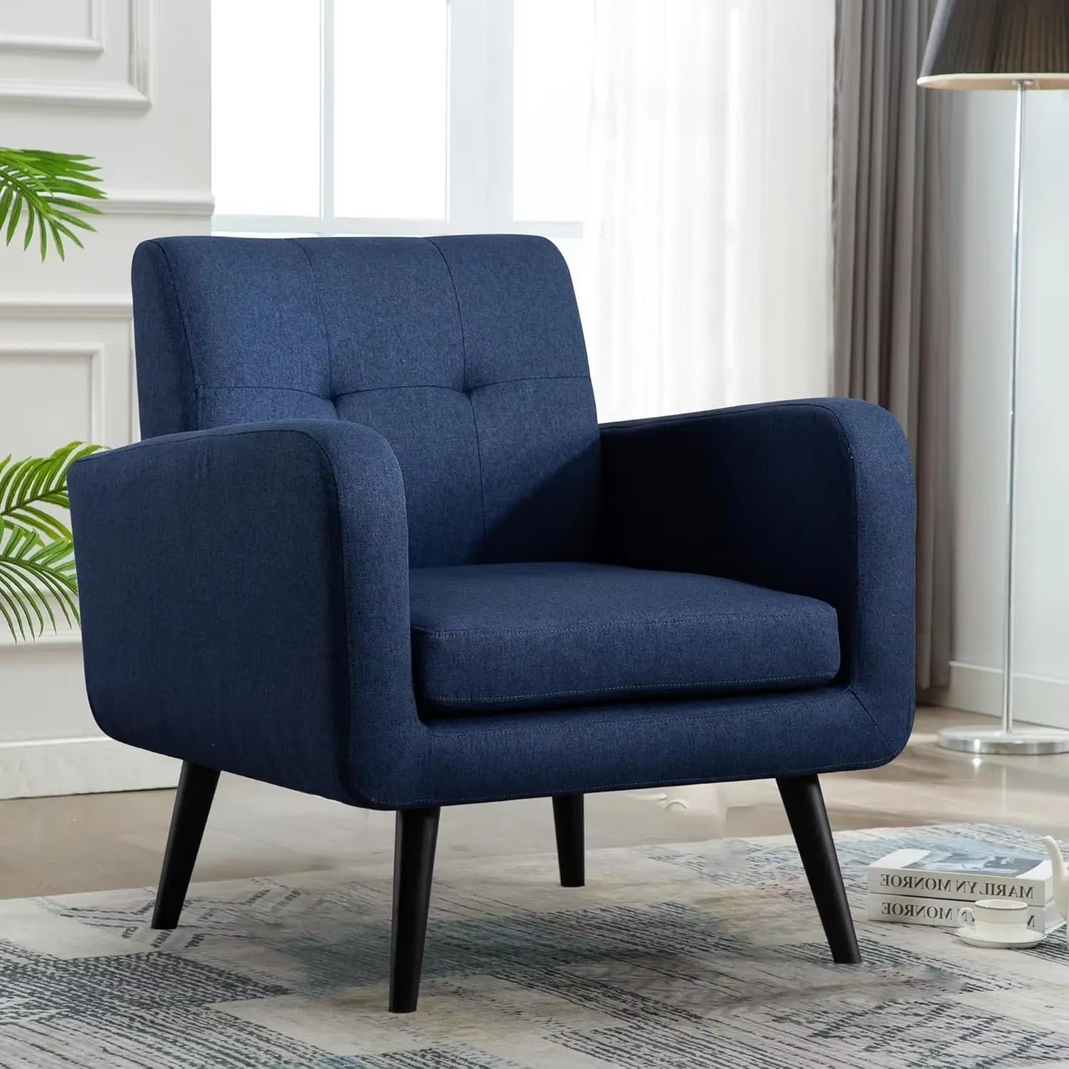 Blue Fabric Accent Chair for Living Room